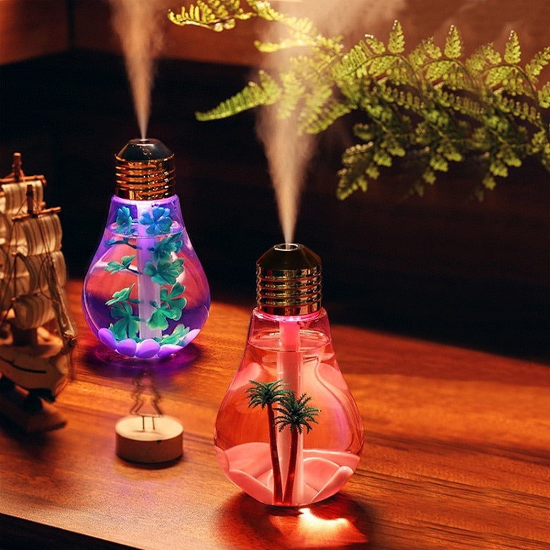 400ML Bulb Essential Oil Humidifier Ultrasonic Diffuser LED Night Light Air Freshener