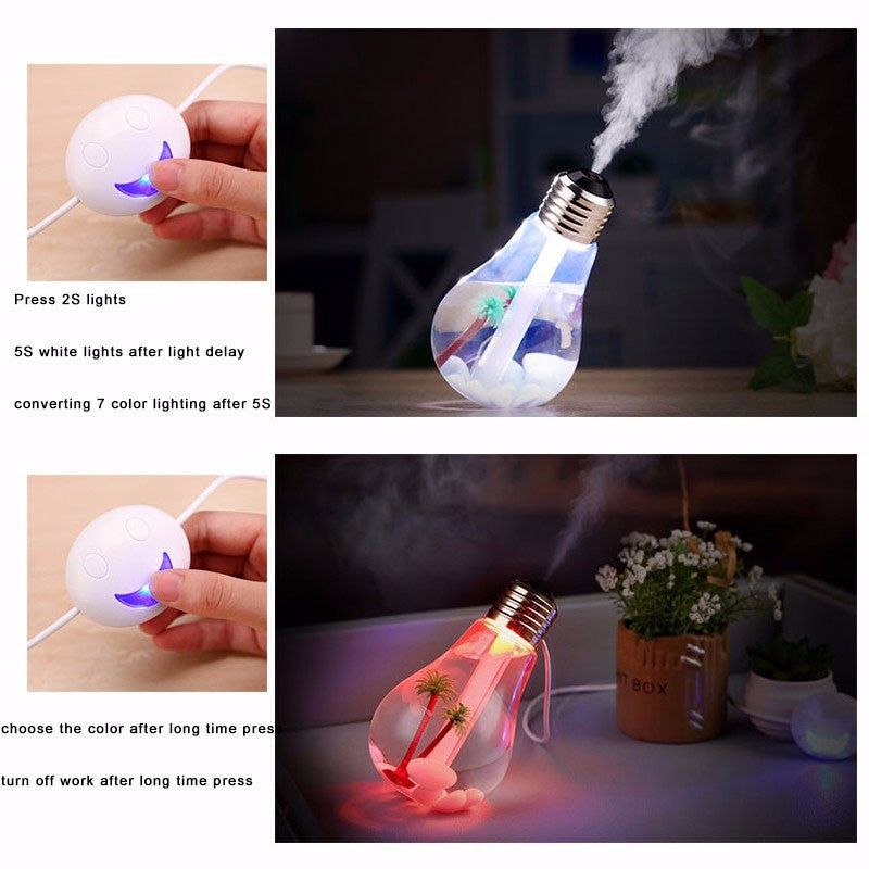 400ML Bulb Essential Oil Humidifier Ultrasonic Diffuser LED Night Light Air Freshener