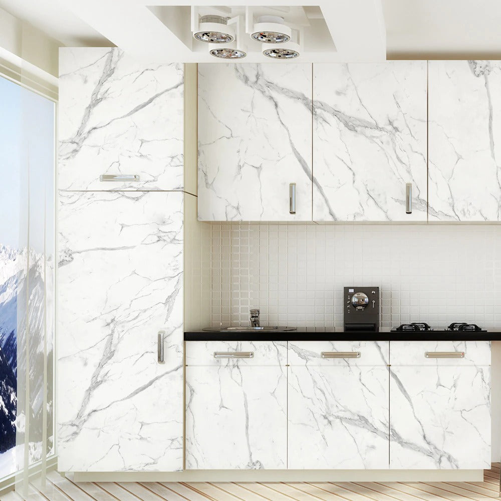 60cm X 200cm Nordic Style Marble Wall Sticker Refrigerator Sticker Self-Adhesive Wallpaper Renovation Decals